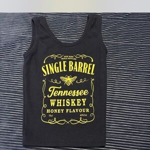 Black Tank Top with Yellow Whiskey Graphic